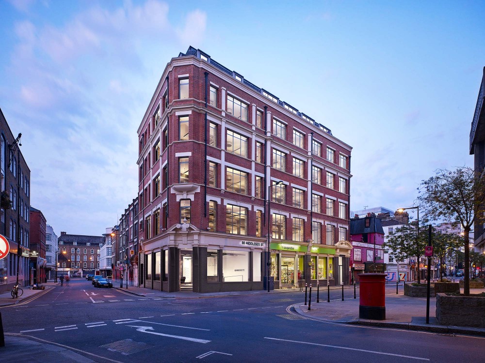 dusk architectural rendering of middlesex street in london