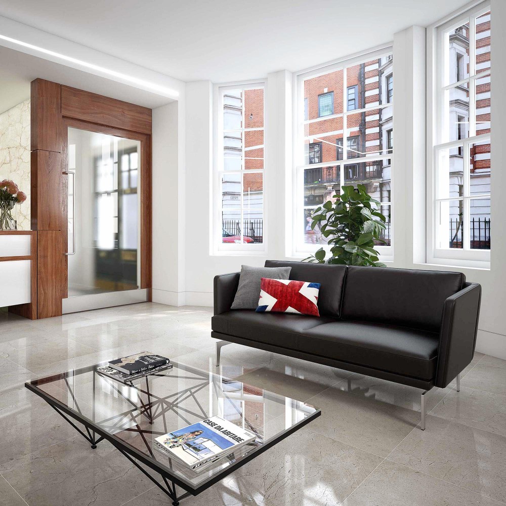 interior reception rendering wellbeck street marylbone